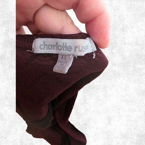 Charlotte Russe Plum Peplum Tank Top XL Mesh Panel Goth Glam - Picture 7 of 7